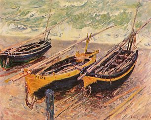 Claude Monet Barken von Etretat drei Fischerboote Wandbild