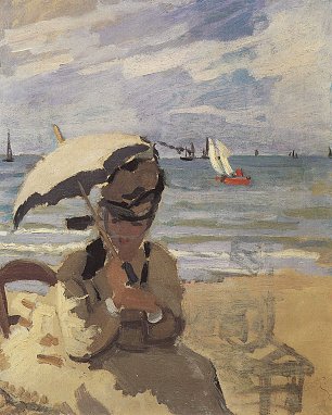 Claude Monet Camille Monet am Strand von Trouville Wandbild