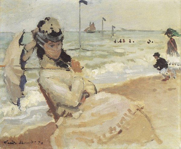 Claude Monet Camille am Strand von Trouville Wandbild