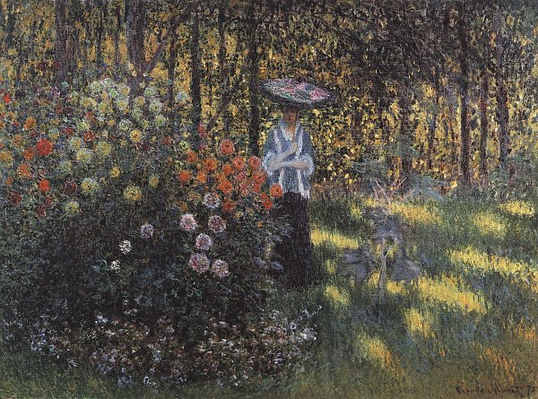 Claude Monet Frau mit Sonnenschirm im Garten von Argenteuil Wandbild