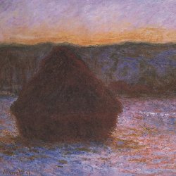 Claude-Monet-Heuschober-Tauwetter-Sonnenuntergang