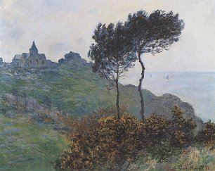 Claude Monet Kirche auf den Klippen bei Varengeville Truebes Wetter Wandbild