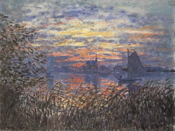 Claude Monet Sonnenuntergang auf der Seine Wandbild