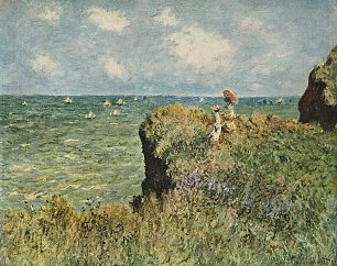 Claude Monet Spaziergang auf den Klippen Wandbild