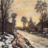 Claude-Monet-Strasse-nach-Louveciennes-Schmelzender-Schnee-Sonnenuntergang