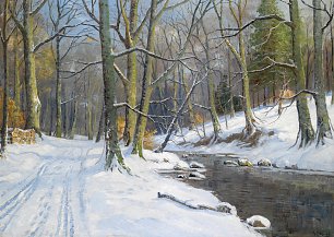 Walter Moras Bachlandschaft im Winter Wandbild