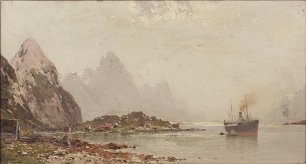 Walter Moras Ein Dorf am Fjord Wandbild