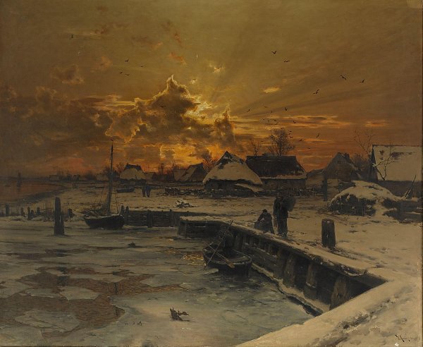 Walter Moras Fischerdorf in der Winterszeit Wandbild