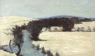 Walter Moras Winterlandschaft mit Fluss Wandbild