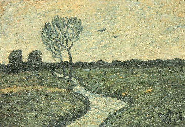 Wilhelm Morgner Blaugelbe Flusslandschaft Wandbild