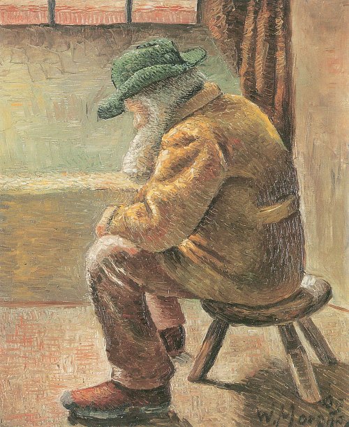 Wilhelm Morgner Schulte auf dreibeinigem Hocker Wandbild