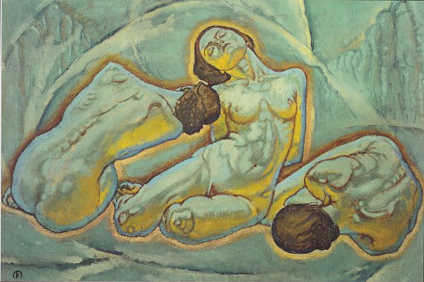 Koloman Moser Drei kauernde Frauen Wandbild