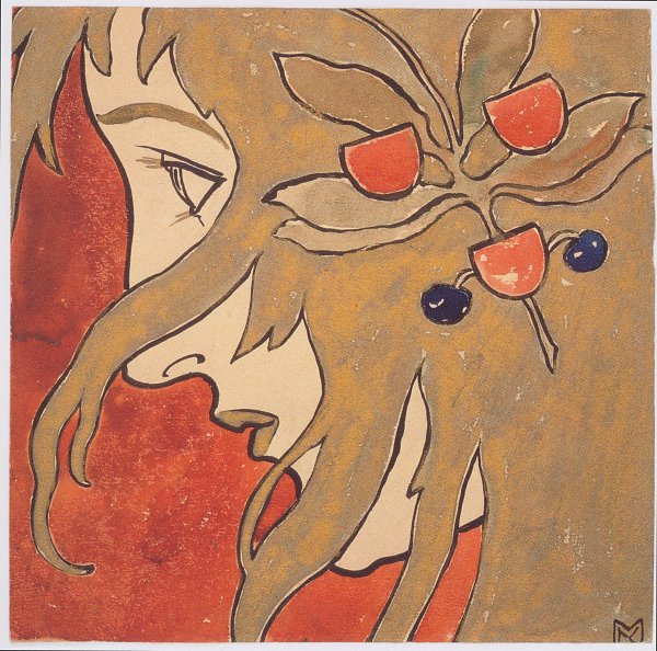 Koloman Moser Profilbildnis eines Maedchens Wandbild