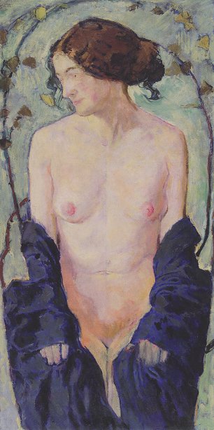 Koloman Moser Weiblicher Akt mit blauem Tuch Wandbild