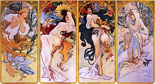 Alfons Mucha Four Seasons Wandbild