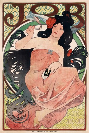 Alfons Mucha JOB cigarette paper advertisement Wandbild