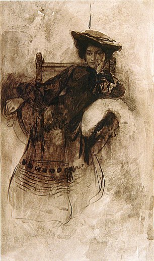 Alfons Mucha Study of a woman sitting in an armchair Wandbild