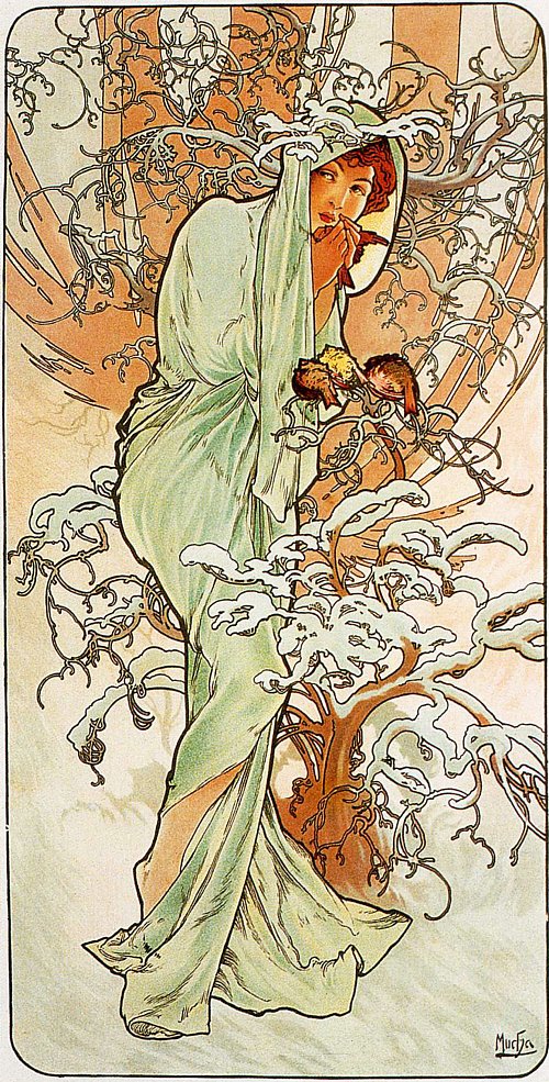 Alfons Mucha Winter Wandbild