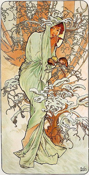 Alfons Mucha Winter Wandbild