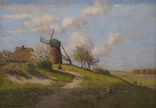 Paul Mueller Kaempff Landschaft mit Muehle Wandbild