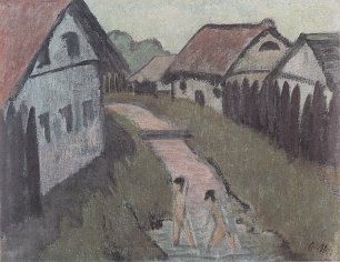 Otto Mueller Dorfbach mit Badenden Wandbild