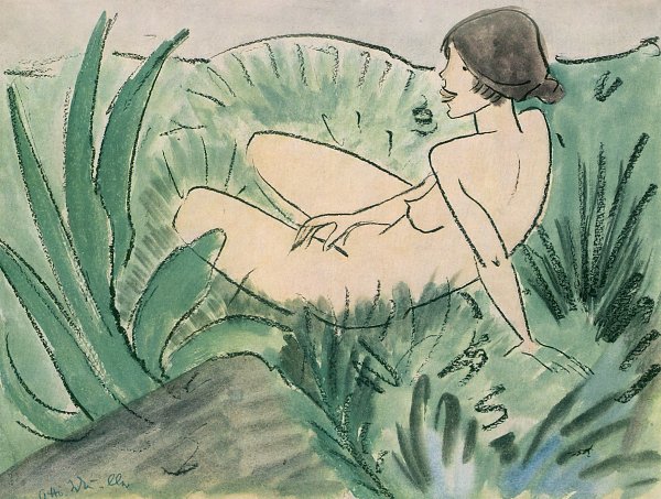 Otto Mueller Maedchen im Duenengras Wandbild