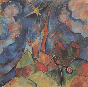 Walter Ophey Kirche mit Sonne Wandbild