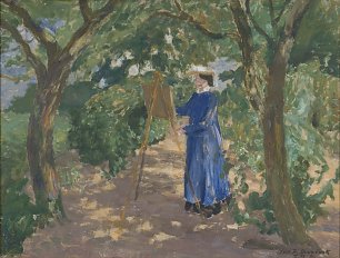 Fritz Overbeck Hermine in blauer Malschuerze Wandbild