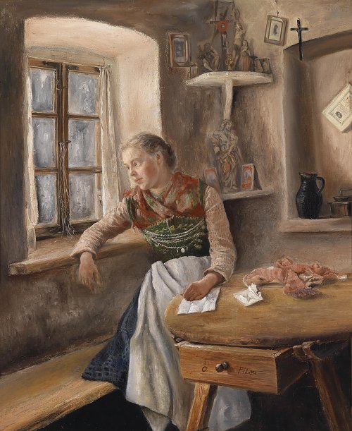 Otto Piltz Maedchen am Fenster Wandbild