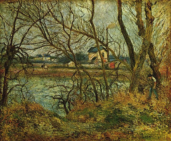 Camille Pissarro Grauer Tag an den Ufern der Oise bei Pontoise