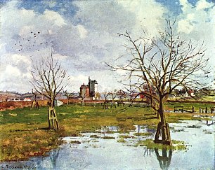 Camille Pissarro Landschaft mit ueberfluteten Feldern Wandbild