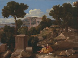 Nicolas Poussin Landscape with Saint John on Patmos Wandbild