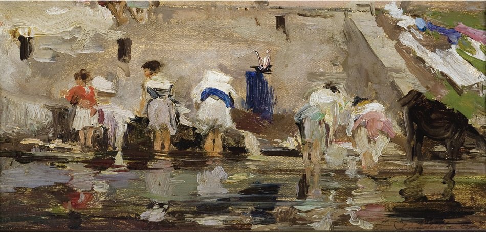Francisco Pradilla y Ortiz Laundry day Wandbild