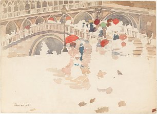 Maurice Prendergast Red Umbrellas in the rain Wandbild