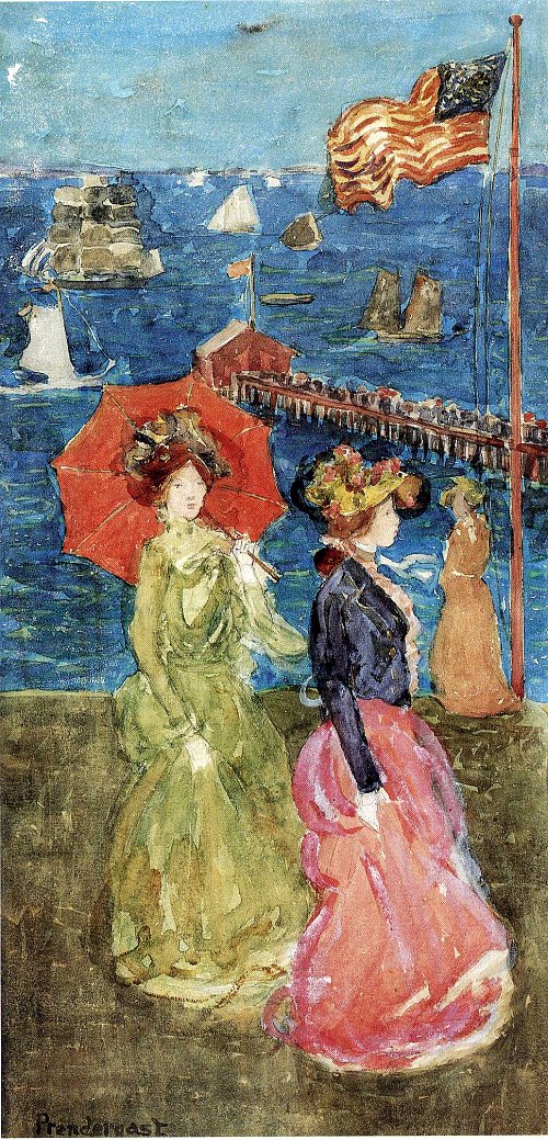 Maurice Prendergast figures under the flag Wandbild