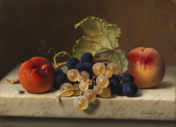 Emilie Preyer Fruechtestillleben mit Pfirsichen und Trauben