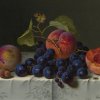 Emilie-Preyer-Stillleben-von-Pfirsichen-Nuessen-und-Weintrauben-auf-einem-Tisch