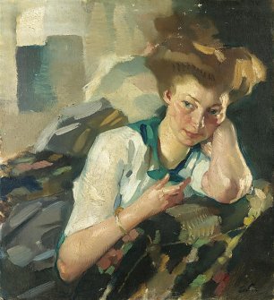 Leo Putz Portrait of a Young Woman Wandbild