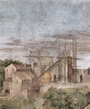 Raffael Architektur und Landschaft im Hintergrund Wandbild