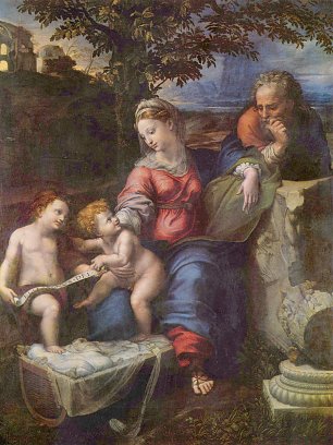 Raffael Familie unter der Eiche mit Johannes dem Taeufer Wandbild
