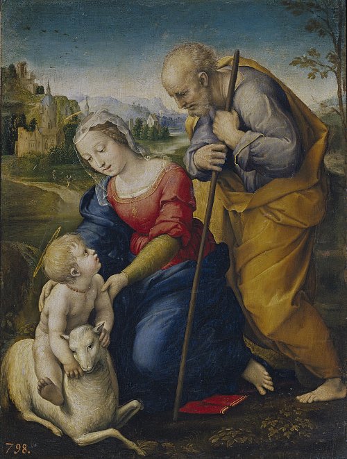 Raffael Hl Familie mit einem Lamm Wandbild