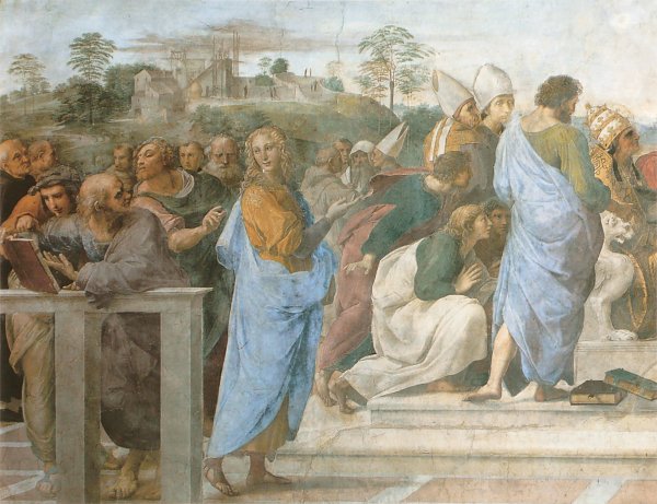 Raffael La Dispute du St Sacrement Wandbild