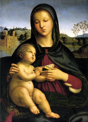 Raffael Madonna and Child with Book Wandbild