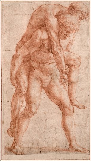 Raffael Young Man Carrying an Old Man on His Back Wandbild