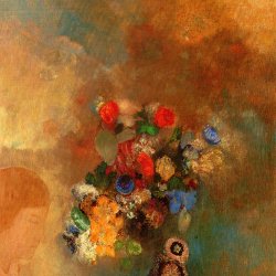 Odilon-Redon-Girls-profile-with-Flowers