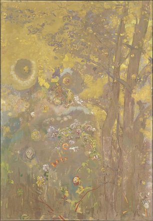 Odilon Redon Trees on a yellow Background Wandbild