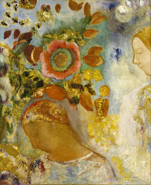 Odilon Redon Two Young Girls among Flowers Wandbild