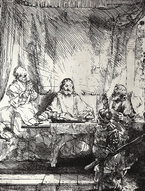 Rembrandt van Rijn Christus in Emmaus 3 Wandbild