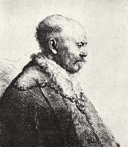 Rembrandt van Rijn Kahlkoepfiger Mann 2 Wandbild