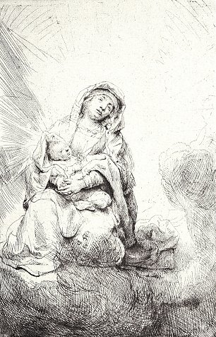 Rembrandt van Rijn Madonna in den Wolken Wandbild